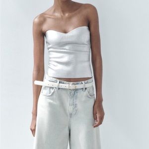 Silver Zara strapless top